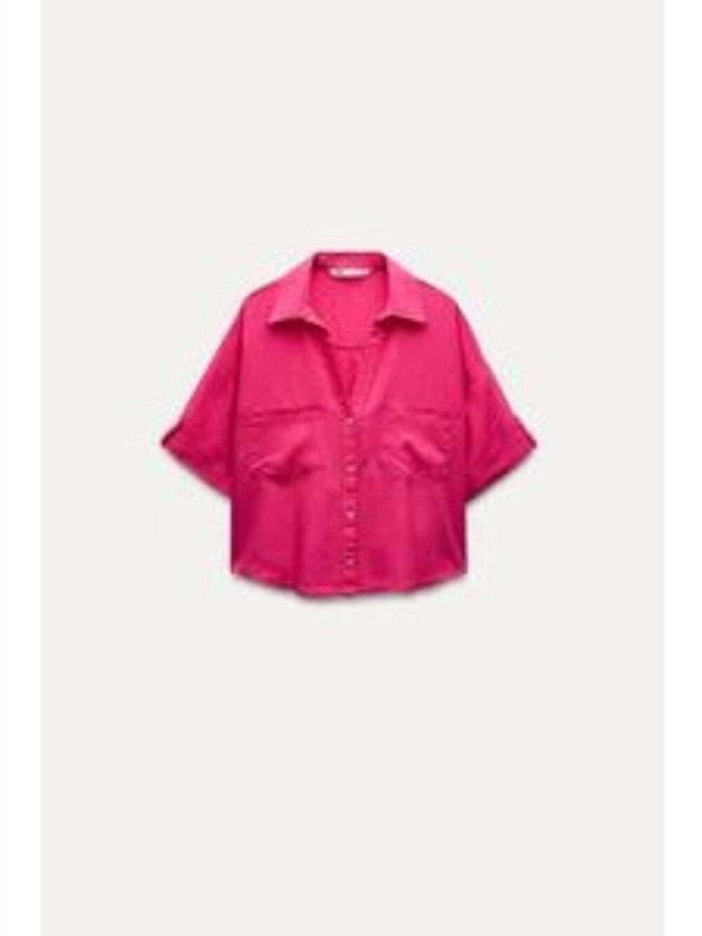 Zara Magenta Linen Blend Button-Up Top